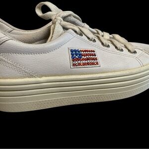 Steve Madden White and Red Sneakers with Chunky Sole vintage